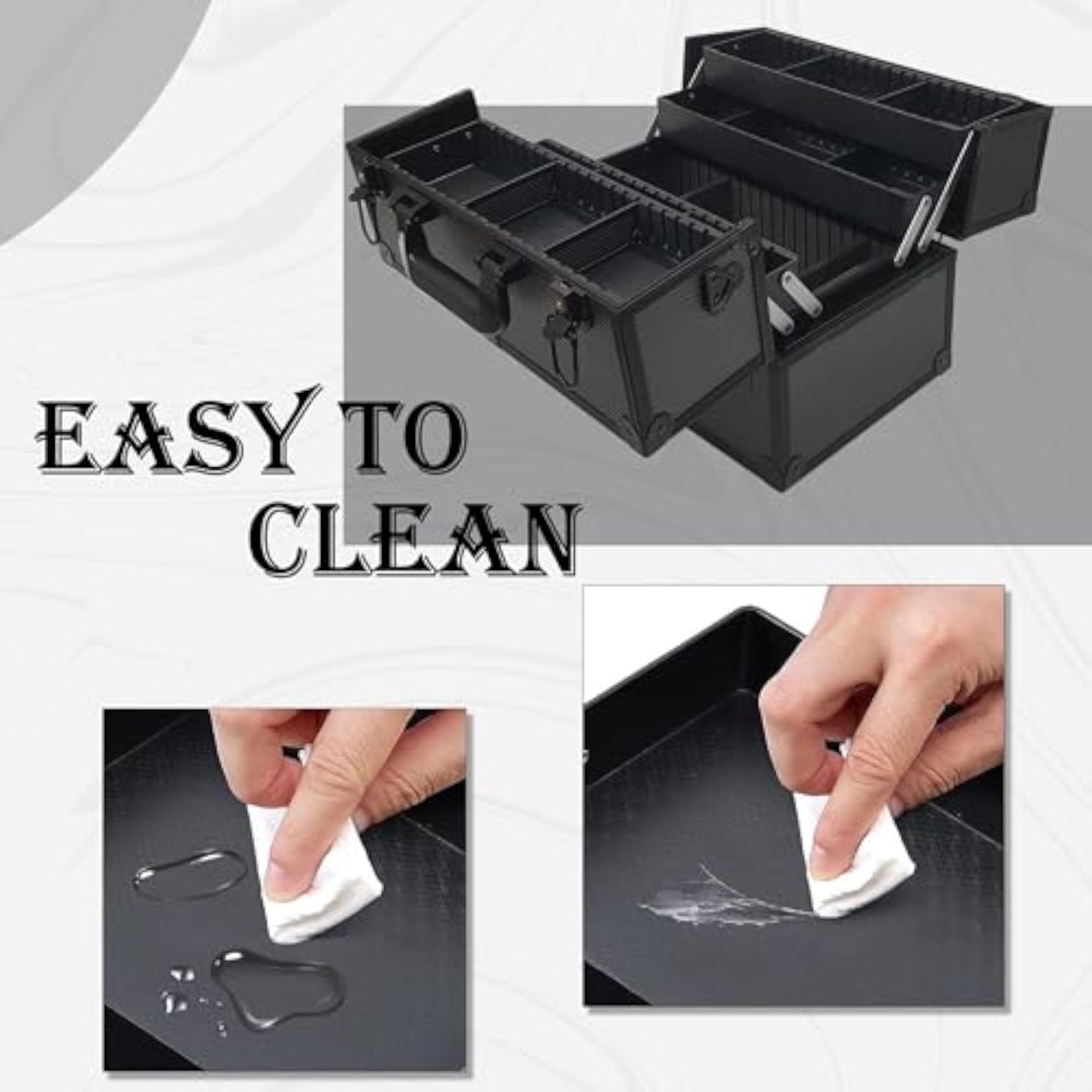Adjustable Makeup Train Case with 4 Trays