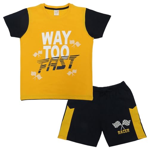 Image of Clothe Funn Boys Printed Cotton Half Sleeves T-Shirt & Shorts Set