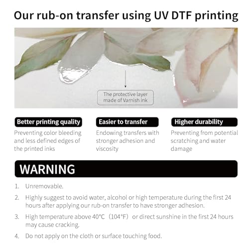 Funlife UV DTF Transfer-Aufkleber – Blumenmotive Vintage-inspirierte dekorative Aufkleber zur Verschönerung von Möbeln Blumenaufkleber für Nachttische Aquarell-Pfingstrosenmotive