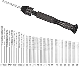 rainday 49 Pcs Pin Vise for Resin Casting Molds Set, Precision Pin Vise Hobby Drill with Model Twist Hand Drill Bits for Epoxy Resin Arts Crafts Wood Clay DIY Resin Keychain Jewelry Making