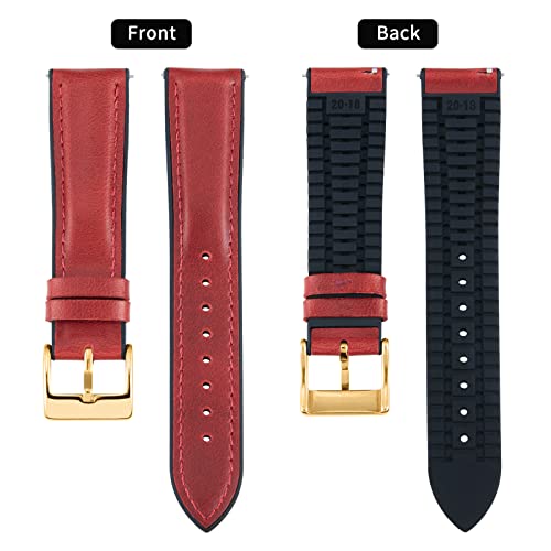 Image of BINLUN Leather Watch Band 14mm 16mm 18mm 19mm 20mm 21mm 22mm Quick Release Premium Oil Wax Leather and Breathable Silicone Hybrid Watch Bands Replacement Strap for Men Women