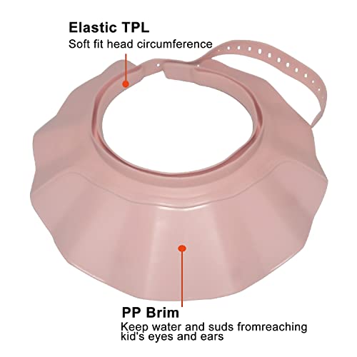 Baby Shower Cap Bath Visor Protection Silicone Adjustable Safe Shower Bathing Cap For Infants Toddler Baby Kids Children (6 Months-12 Years Old/15.8-22.8In, Pink) #TOP2