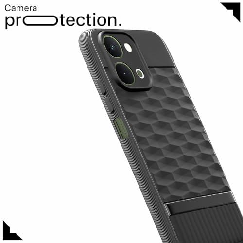 Image of Pikkme Back Cover for Vivo T5x / Vivo Y51 Pro /iQOO Z11x 5G Camera Protection 3D Hexa Cube Design Silicone Protective Bumper Case (Black)