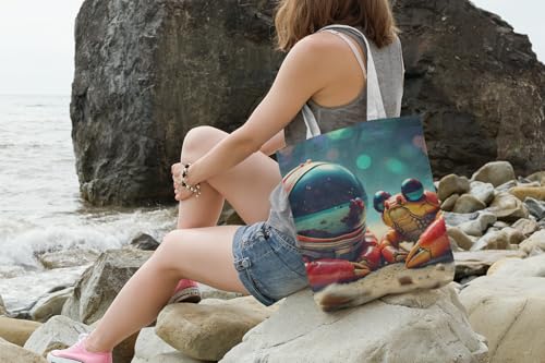 Crabs Tote Bag- Funny Sea Creature Bags for Beach & Pool, Silly Space Astronaut Shopping Bags for Boys, Fun Kids Travel Totes4