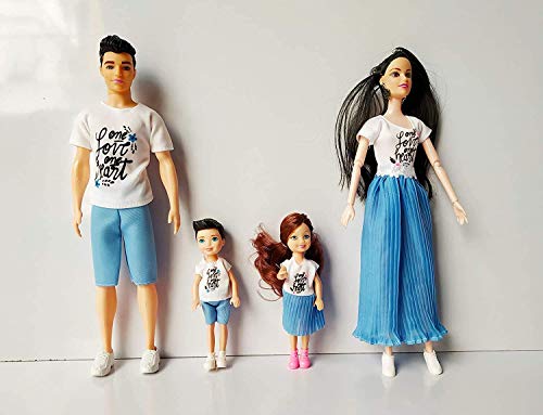 Image of Tickles Family Prime Dolls Set Dad,Mom and 2 Kids & 5 Accessories for 3 Years Plus Kids, for Birthday Gift (Size : 28cm Color of Dress May Vary)