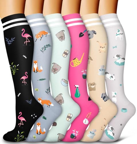 Image of Bluemaple 6 Pack Copper Compression Socks for Women and Men Circulation-Best Support for Medical, Running,Nursing,Athletic