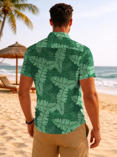 Image of Yoimira Hawaiian Shirts for Men, Print Mens Casual Short Sleeve Button Down Shirts Floral Aloha Beach Shirt