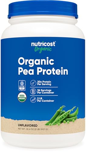 Nutricost Organic Pea Protein Isolate Powder (2LBS) - Unflavored, Certified USDA Organic, Protein from Plants, Vegetarian Friendly, Gluten Free, Non-GMO