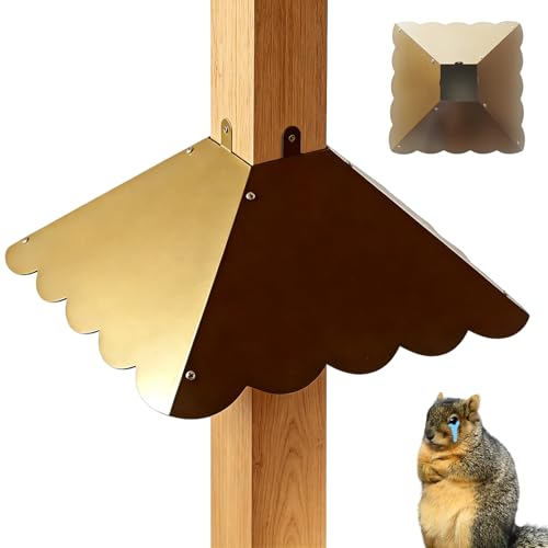 Firmlly Upgraded Antique Bronze Metal Squirrel Baffle for 4x4 Post 17 Inch for Bird Feeder Pole | Fits 4x4 Wooden Poles Wavy Safe Design Weatherproof - Garden Backyard
