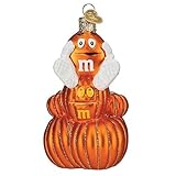 Old World Christmas M&M's Orange Autumn Glass Hanging Ornament