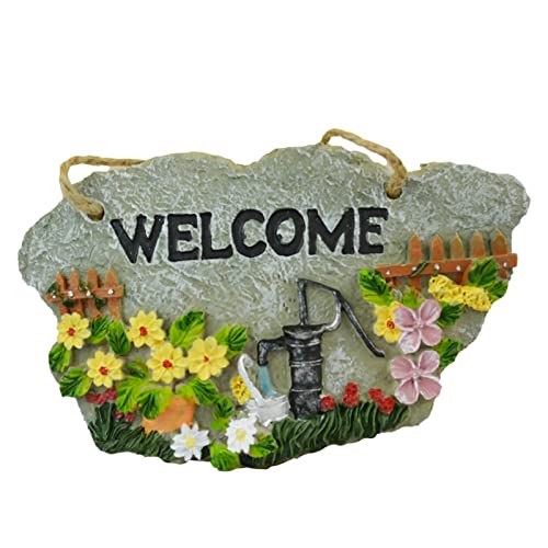 Panneau de bienvenue rustique avec fleurs | Bienvenue sur mon panneau de porte de jardin,Plaque décorative en résine, signe de bienvenue à la maison pour les cadeaux de vacances de pendaison de Lanzhi