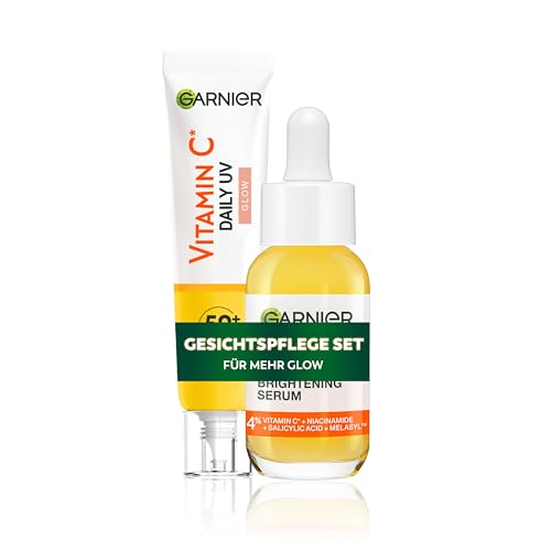 Pack Garnier Sérum Antimanchas 4% de Vitamina C, Niacinamida, Ácido Salicílico y Melasyl™.+ Garnier Vitamina C Fluido Antimanchas Anti-UV Diario Efecto Glow FPS50+,40 ml