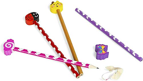 24 Funky Pencils and Eraser Toppers