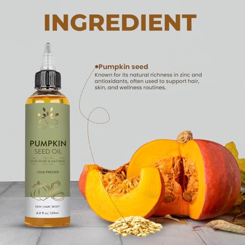 Image of AVD ORGANICS Pumpkin Seed Oil 120ml - 100% Pure Cold-Pressed Pumpkin Oil For Hair, Beard, Face, Skin & Scalp | Moisturising & Conditioning - 4.05 fl oz