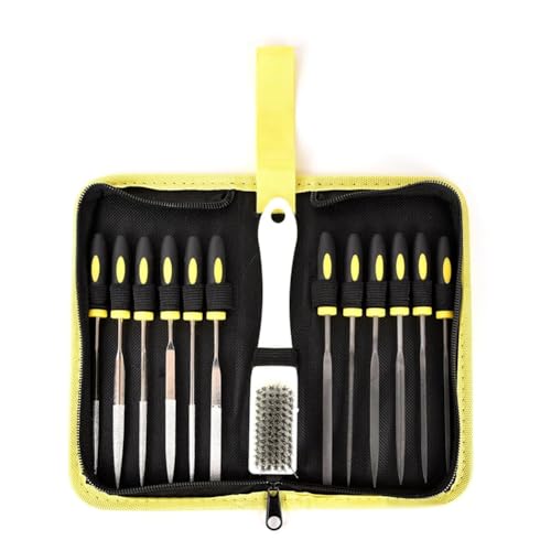 Veumoie 13PCS Needle Files Set,6 Files & 6 Steel File Sets and Cleaning Brush & Case with Handle