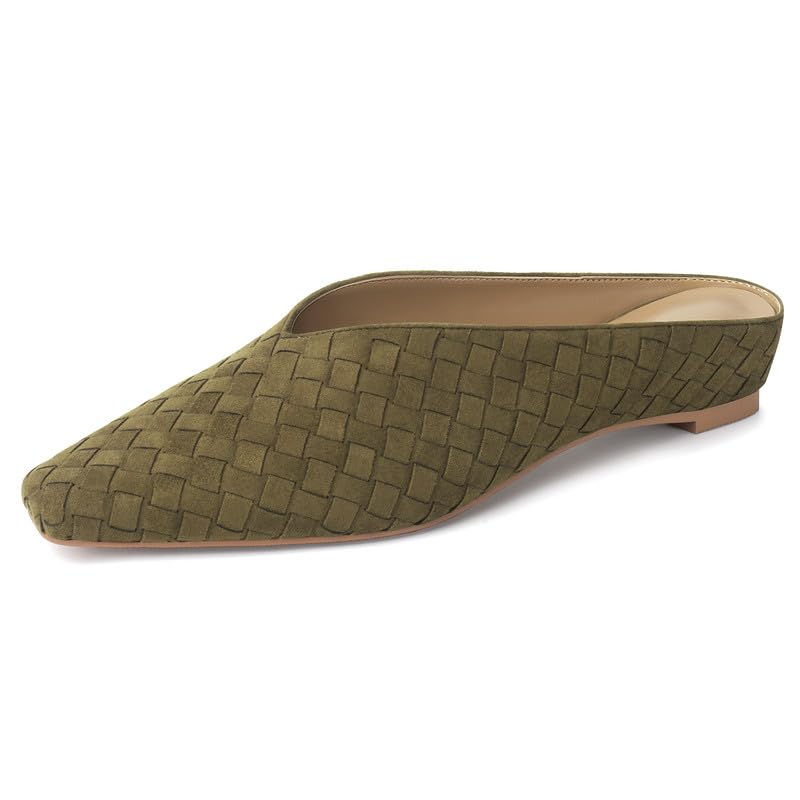 Image of Woven Mules for Women Slip on Comfortabke Metallic Slides Ladies Trendy Square Toe Hidden Wedge Mules