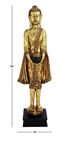 Escultura Decorativa Buda Polystone Dorado 16x11x54 pulgadas miniatura 6