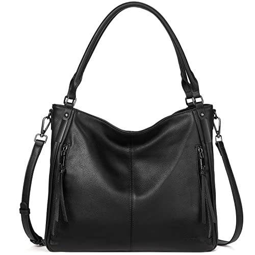 Bostanten Purses For Women Hobo Bags Vegan Leather Large Tote Handbags With Adjustable Crossbody Shoulder Strap Black #TOP6