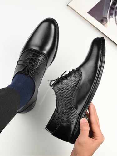 Image of MACTREE Men's Genuine Leather Derby Lace Up Formal Shoes