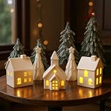 Lo que obtienes: con la compra de nuestro juego de aldea de Navidad de cerámica, recibirás 3 casas de Navidad y 2 árboles de Navidad. Cada unidad viene con una luz LED que se enciende para traerte a ti y a tu familia al espíritu festivo.