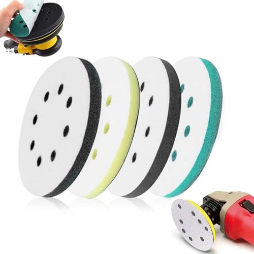 GIONAR 4 PCS 125mm Polishing Pads, Foam Sanding Pads, Soft & Hard Orbital Sander Backing Pads by Elechiakan, Impact Resistant, Low Noise, Compatible with Mouse Sander, Detail Sander, Drill, 5 Hole