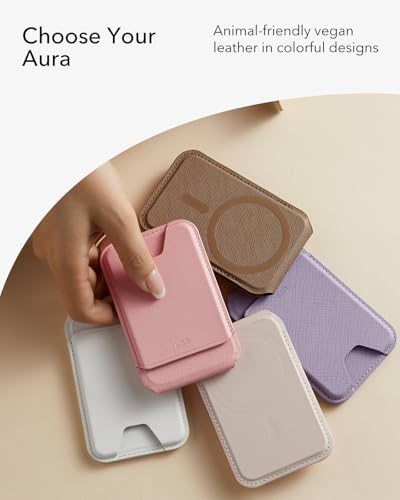 Image of ESR Upgraded for Aura MagSafe Wallet, 5 Card-Holder, Magnetic Wallet with Adjustable Stand,for iPhone 17e /17 /16 /15 /14 /13 /12,Google Pixel 10 /Pro /Pro XL,Not for Mini, Vegan Leather, Bubblegum Pink