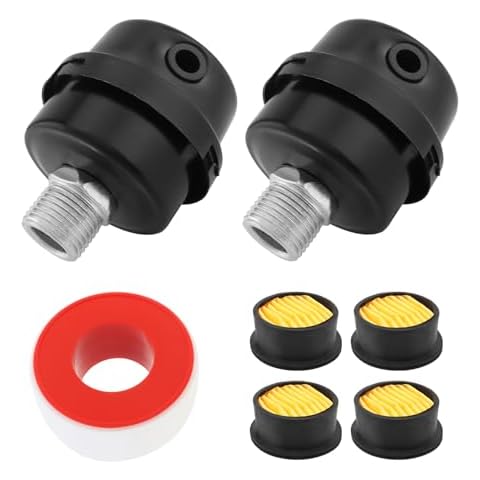 ChgImposs 2 Pcs Portable Compressor Muffler for Kobalt Compressor, 1/2" Threaded Air Inlet Blower Filter Silencer for Vertical Air Compressor, Metal Compressor Muffler Replacement Parts Cover