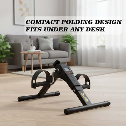 Image of De Jure Fitness Mini Cycle Pedal Exerciser with Adjustable Resistance & LCD Display | Compact Folding Design | Silent & Smooth Pedaling | Arm & Leg Exercise Bike for Seniors, Adults & Physiotherapy