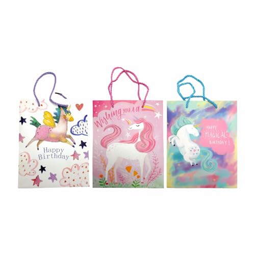 Image of Crackles Unicorn Character Printed Paper Bags for Gifting Eco Friendly Gift Paper Bags with Sturdy Handles (Pack of 12)