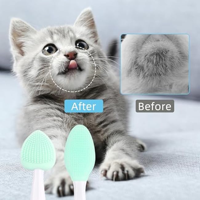 6 PCS Cat Acne Chin Treatment Brush Set, Multiple Colors Silicone Cat Grooming Brush Black Seed Exfoliating Brush, Double-Sided Scraper for Pet Chin Acne and Cleaning-P3h3VT3l