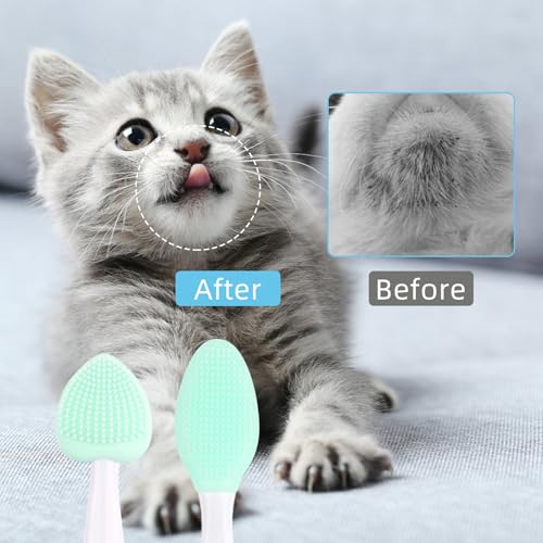 Image of 6 PCS Cat Acne Chin Treatment Brush Set, Multiple Colors Silicone Cat Grooming Brush Black Seed Exfoliating Brush, Double-Sided Scraper for Pet Chin Acne and Cleaning