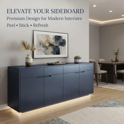 Image of WISDOM Midnight Blue Self Adhesive Wallpaper for Furniture & Cabinets Waterproof, Easy to Clean Peel and Stick Vinyl Film Kitchen Cabinet, Wardrobe, Shelf & Home Decor Makeover (20x48 in)
