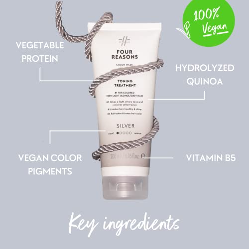 Image of FOUR REASONS Color Mask, Silver (27 Colors) - Hair Gloss & Color Depositing Conditioner - Semi Permanent Hair Toner for Color-Treated Hair Color For Women - Vegan & Cruelty-Free - 6.76 fl oz