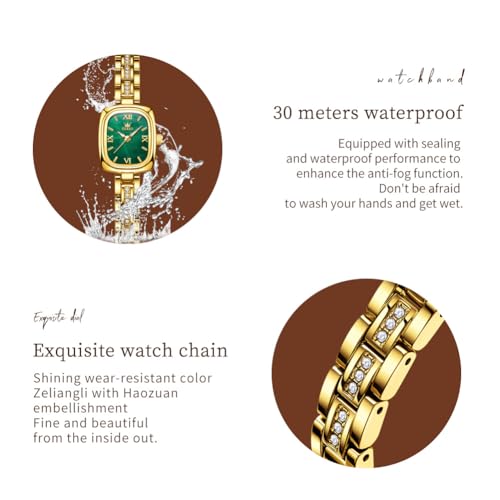 OLEVS Square Womens Watches Gold Business Dress Diamond Ladies Watch for Female Casual Analog Stainless Steel Two Tone Wrist Watch Silver4