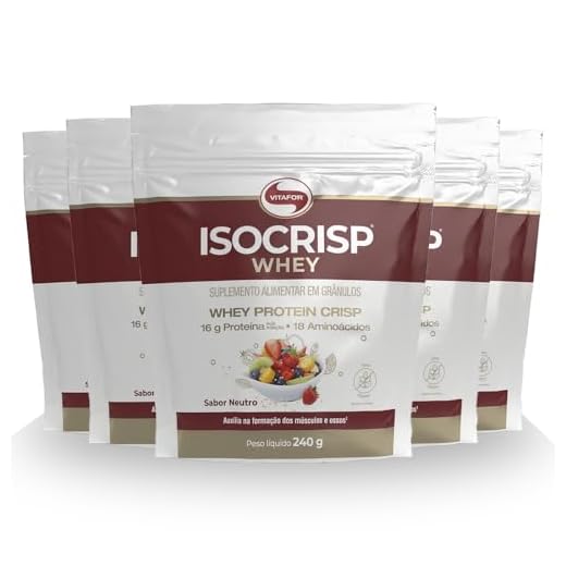 Kit 5 Isocrisp Whey Protein Crisp Vitafor Pouch 240g Neutro