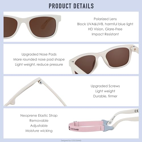 image for COCOSAND Flexible Polarized Baby Sunglasses with Strap UV Protection f
