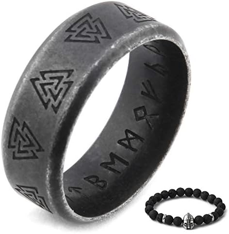 BAVIPOWER Viking Stainless Steel Valknut Odin Symbol Jewelry Norse Ancient Warrior Ring for Men Amulet Talisman Great Protection