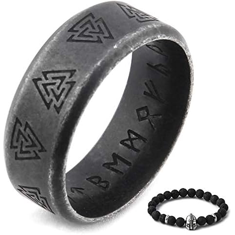 BAVIPOWER Viking Stainless Steel Valknut Odin Symbol Jewelry Norse Ancient Warrior Ring For Men Amulet Talisman Great Protection Cover