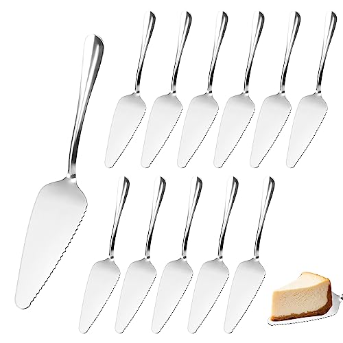 Tortenheber Edelstahl, 12Pcs Tortenheber Kuchenservierer, Silbernes Tortenmesser, Tortenschneider aus Edelstahl Tortenschneider mit Gezackten Kanten Tortenpizzaservierer für Küche Party Hochzeit