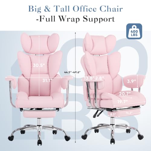 Image of DUMOS Big and Tall Home Office Desk Chair, Executive Chair with Footrest