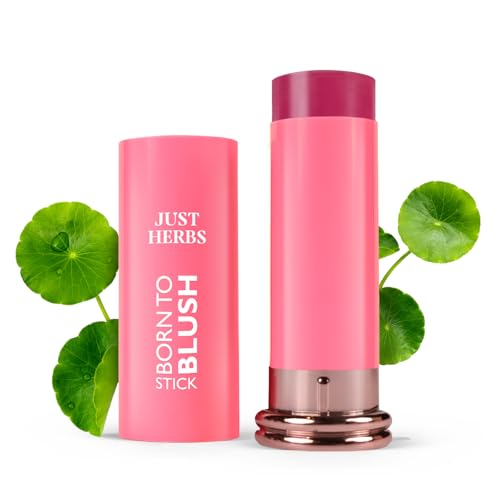 Image of Just Herbs Dewy Glow Blush Stick with Shea Butter & Cica for Eyes Cheeks and Lips For Women