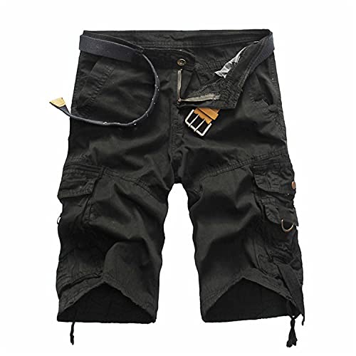 Maiyifu-GJ Men's Relaxed Fit Camo Cargo Shorts Lightweight Multi Pocket Outdoor Short Pants Casual Hiking Tactical Shorts (Black 1,29)