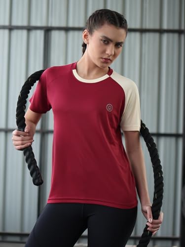Image of CHKOKKO Gym Tshirt for Women Workout Activewear Regular Fit T Shirt for Woman Round Crew Neck Half Sleeves Best for Sports and Outdoor Activities