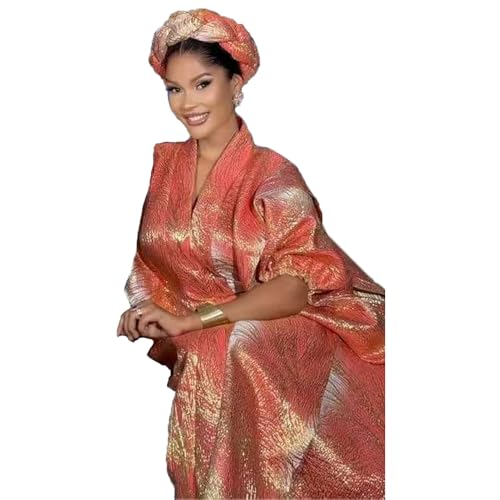 Image of HD African Print Dress for Woman Embroidery Pattern Maxi Dress