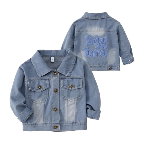 CM C&M WODRO Toddler Boys Girls Denim Jacket Big Brother Sister Embroidery Kids Jeans Jacket Top Button Down Coat Outerwear