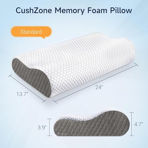 Image of Memory Foam Pillow, Contour Cervical Orthopedic Memory Foam Pillows Supports Neck Pain and Shoulder Pain for Sleeping, Ergonomic Cervical Pillow Neck Support Pillow for Side Back (Dani Dark Grey)