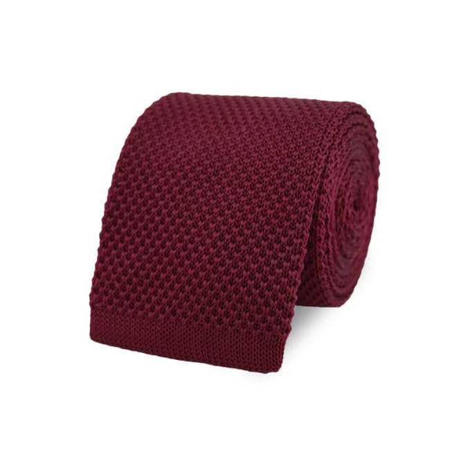 calixto Men’s Knitted Tie – Solid Burgundy Red | Slim Woven Knit Necktie | Classic Modern Style for Business, Weddings & Casual Wear-picture-28