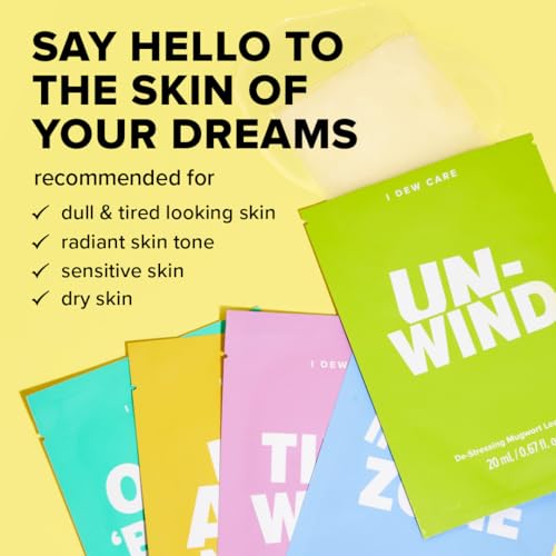 I DEW CARE Glass Skin Face Mask Variety Pack - Let's Do This Sheet | For Perfect Care Routine, Korean Face Masks Skincare, Olive Extract, Chamomile, Vitamin B3, Moisturizing, 5 Count - Image 5