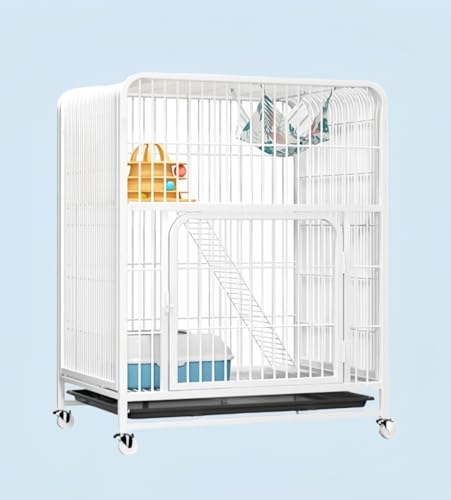 LumingLight 猫 ケージ 広々とした空間 2 3 4 5段 大型 トイレ付き 組立簡単 キャットケージ 家庭用屋内猫ハウス 錆びにくく耐久性のある梁補強 (85*60*102cm,ホワイト)