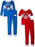Power Rangers Boys' Big 4-Piece Cotton Pajama Set, red vs. Blue, 8